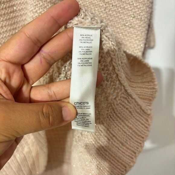 NWT Chico's Subtle Shine Naomi Pullover Sweater XL 3/4 Sleeve Fas Veranda Blush - Picture 8 of 9